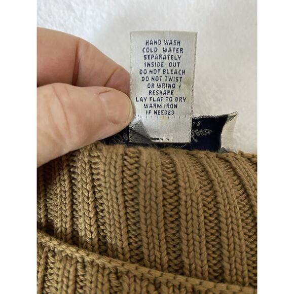 Vintage Brooks Brothers Sz S 2 Pc Brown LS Sweater With Lattice Laced Overlay - Picture 6 of 10